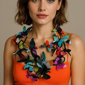 Aritsan Nita Angeletti OOAK Modernist READY TO FLY BUTTERFLY NECKLACE